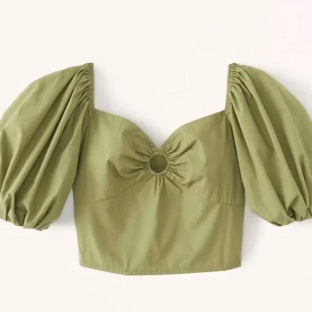 Abercrombie & Fitch cropped o-ring puff sleeve top